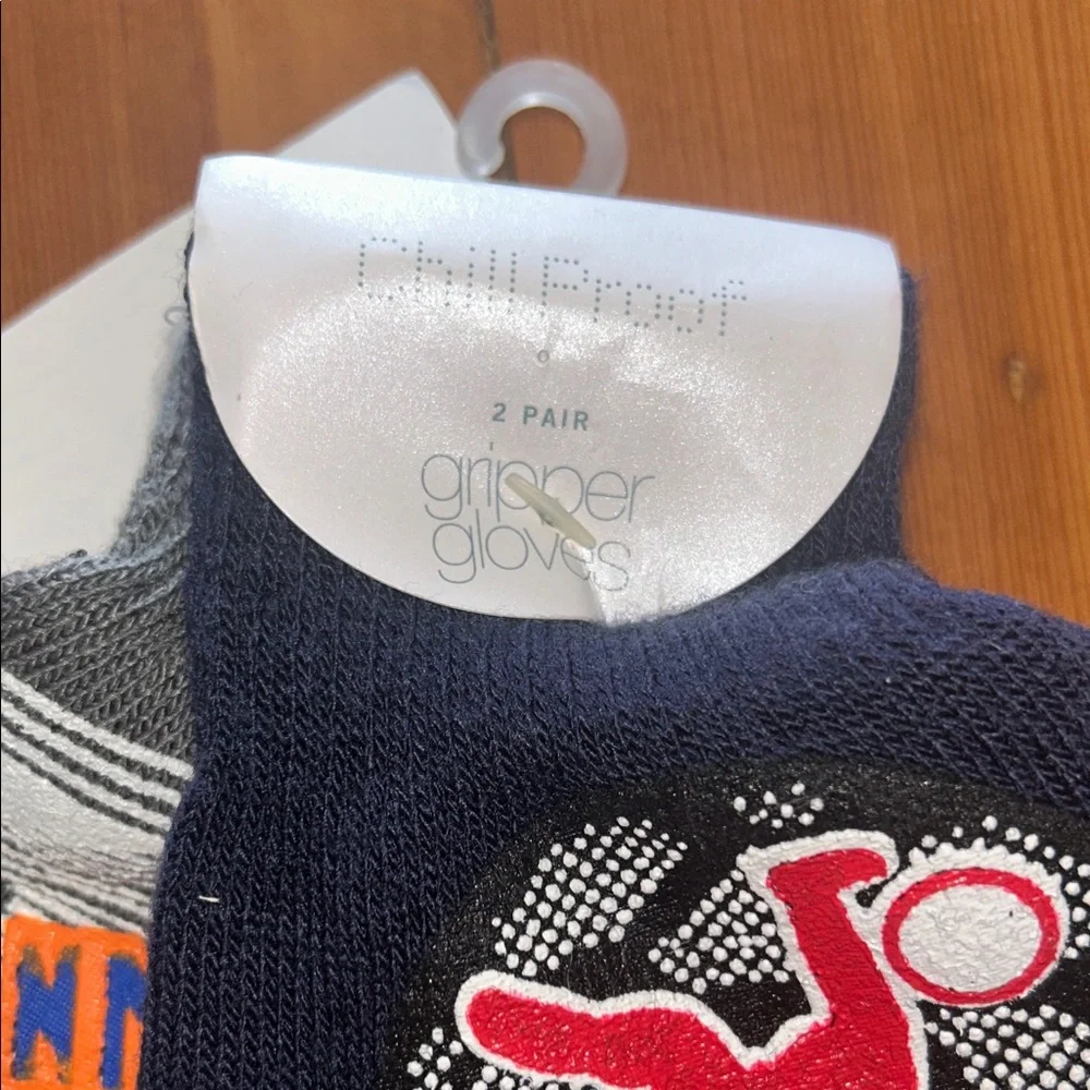 Children's Navy and Gray Stretch Gloves Sports theme